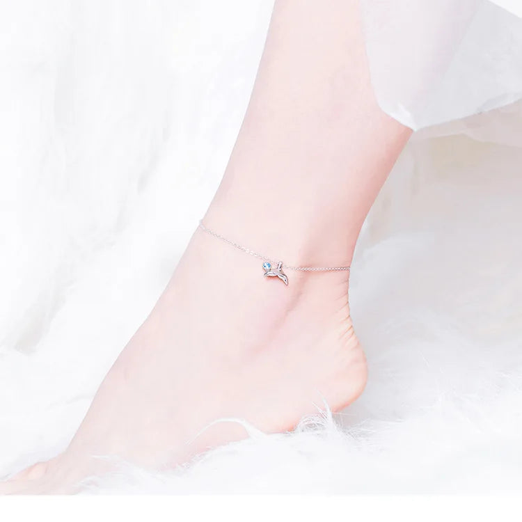 Ocean Blue Mermaid Anklet 925 Sterling Silver. SCT 004.