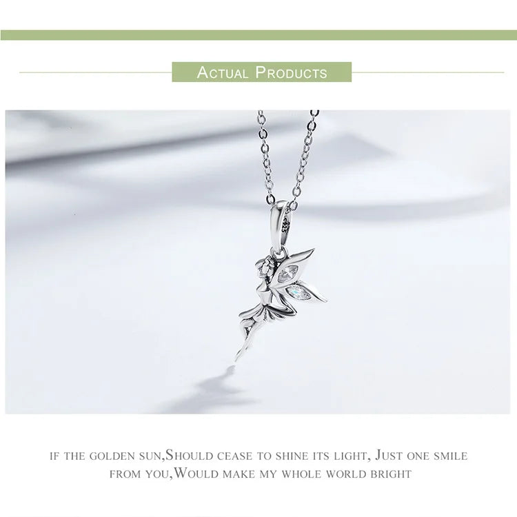 Fairy Flower Necklace, 100% 925 Sterling Silver, Fine Jewelry.