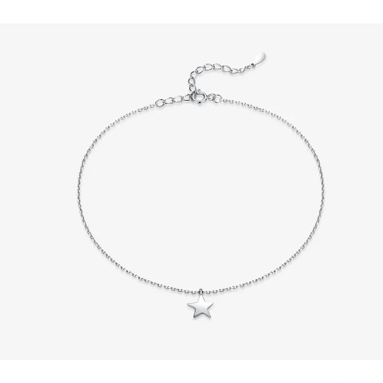 Genuine 925 Sterling Silver Anklet, Star Design, Luxury Jewelry, SCT009.