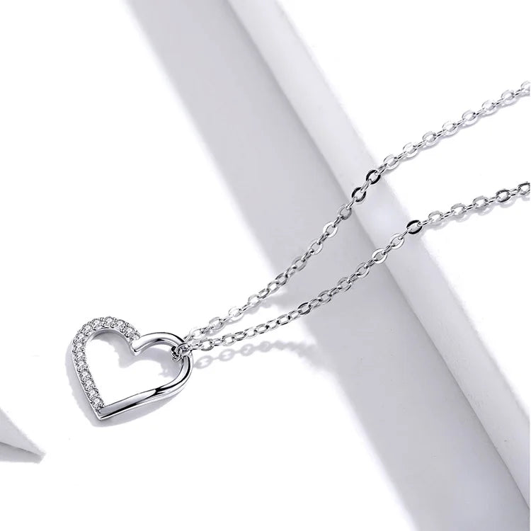 Genuine 925 Sterling Silver Love Necklace, Fine Jewelry.