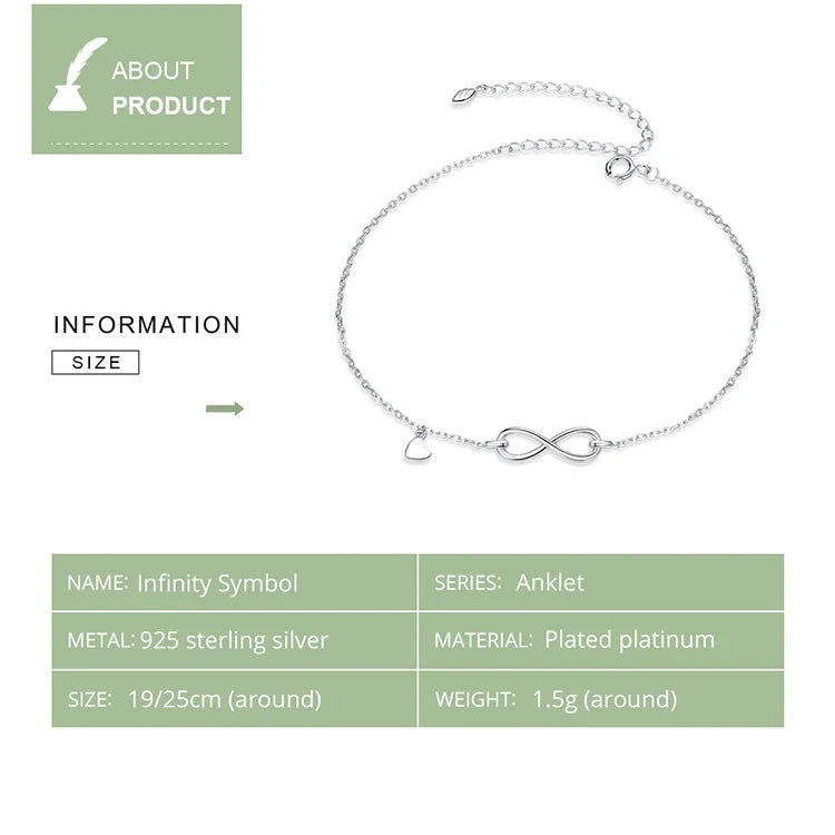 Anti-allergy Genuine 925 Sterling Silver Infinity Chain, SCT019.