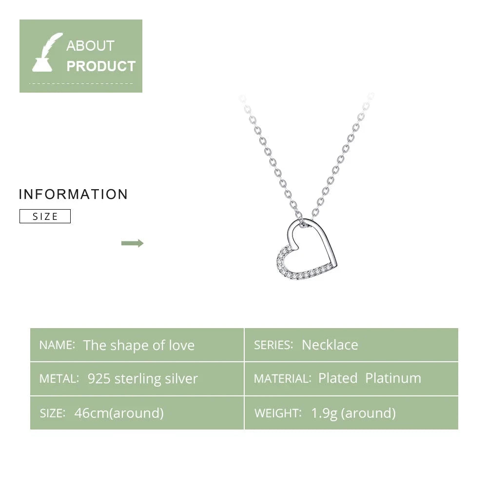 Genuine 925 Sterling Silver Love Necklace, Fine Jewelry.