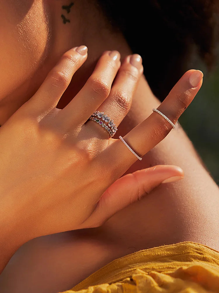 Pure S925 sterling silver Pink Wreath ring.