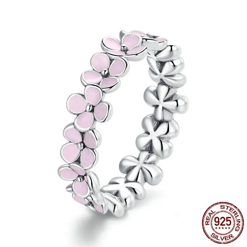 Pure S925 sterling silver Pink Wreath ring.