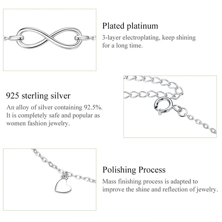 Anti-allergy Genuine 925 Sterling Silver Infinity Chain, SCT019.