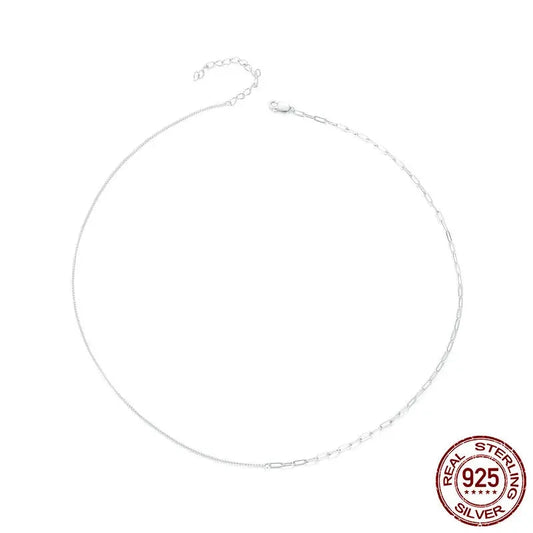 925 sterling silver necklace with white gold plated.