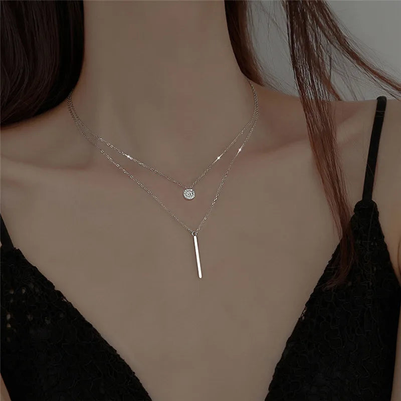 New Double Layer Clavicle Chain Necklace.