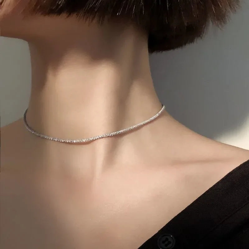 Sparkling clavicle chain choker necklace.