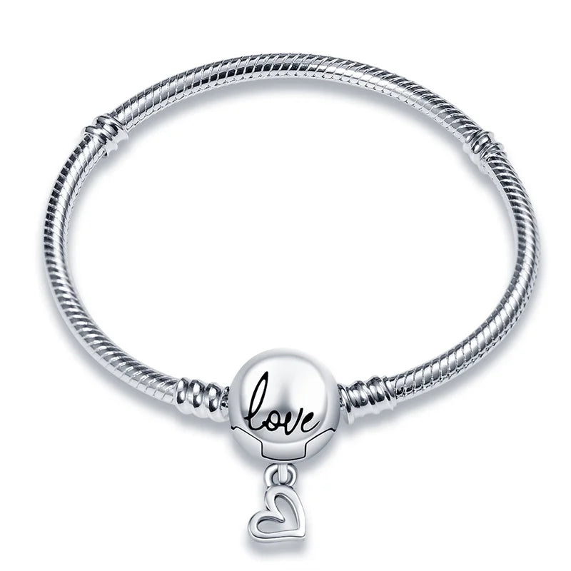 Charms Pure 925 Sterling Silver Bracelets. High Quality.