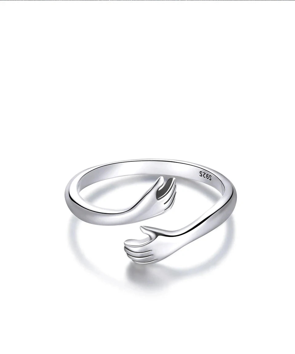 Genuine 925 Sterling Silver Big Lover's Hug Ring