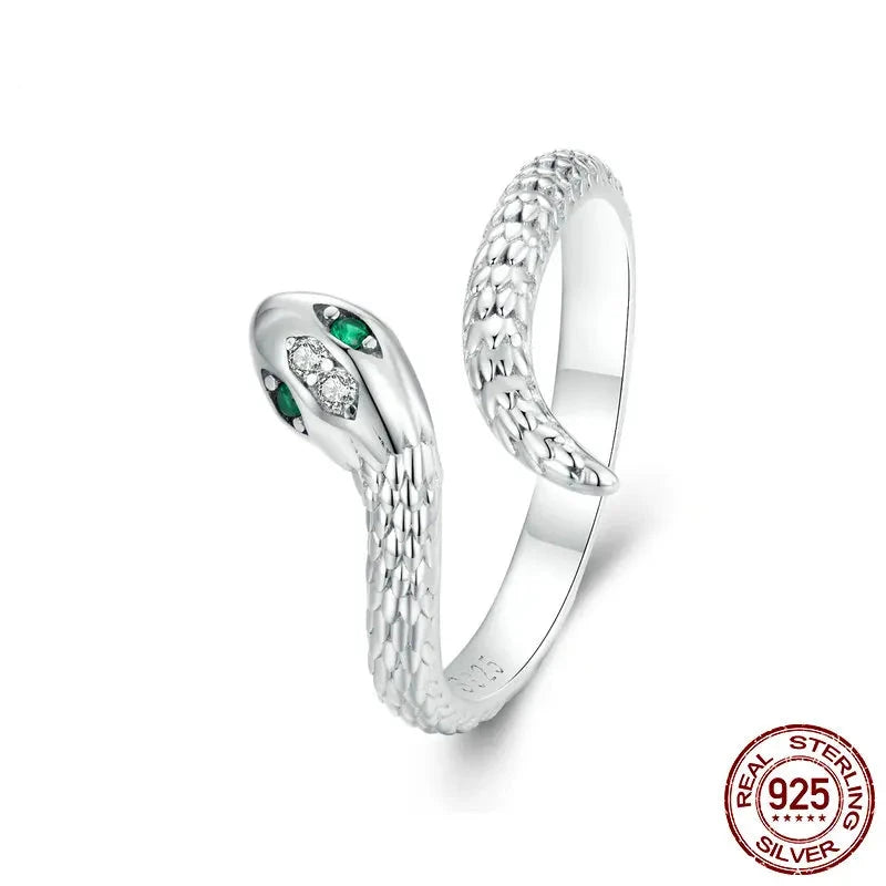 Genuine 925 Sterling Silver Adjustable Snake Ring.