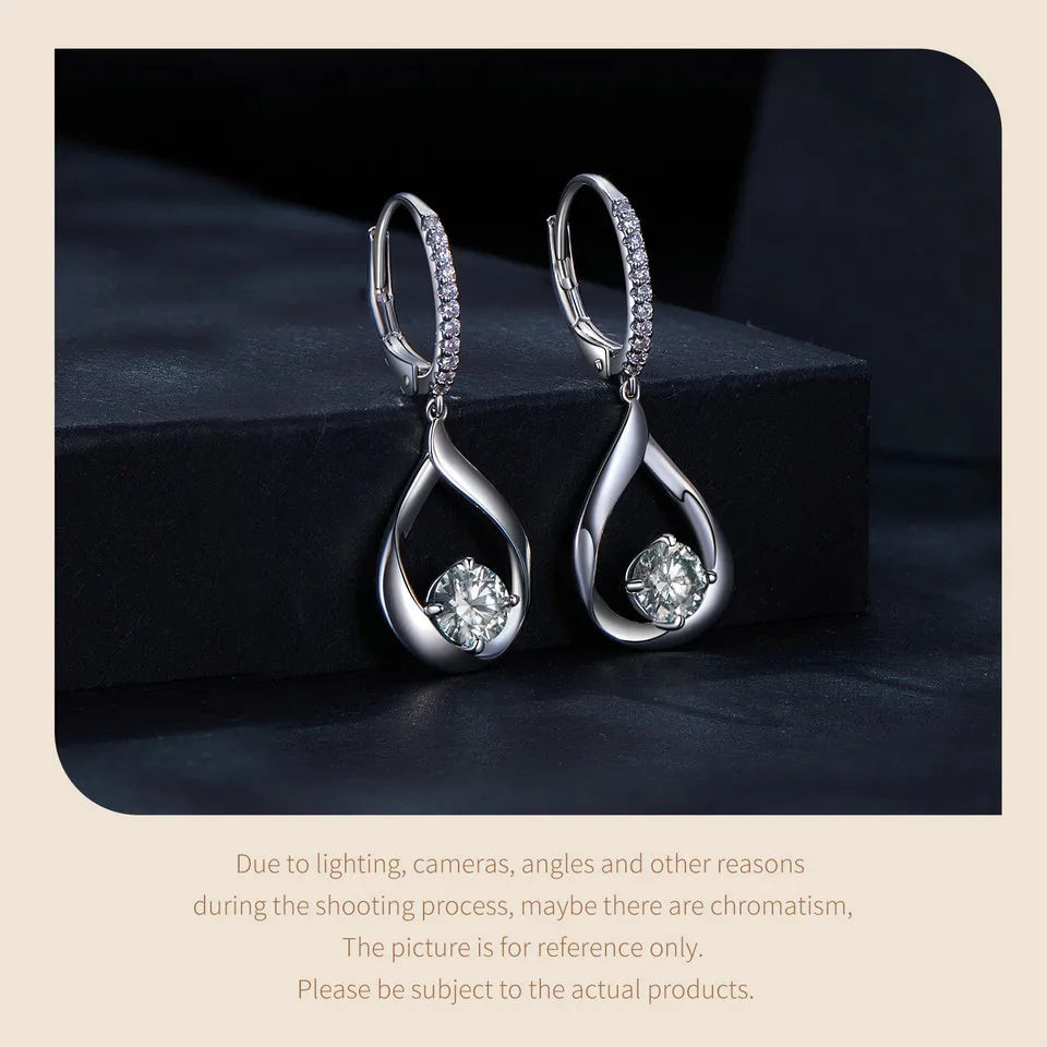 Luxury Lab Diamond Necklace and Earrings Set 925 Sterling Silver Pendants.