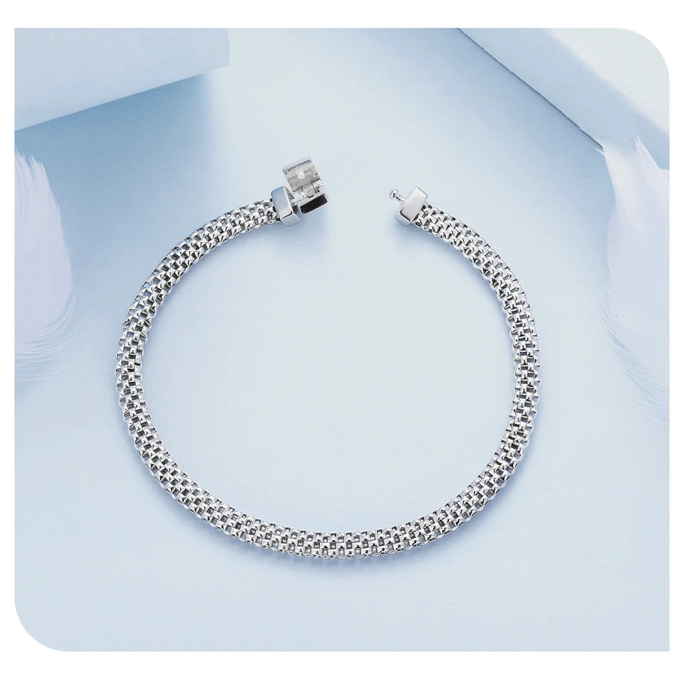 Luxury 925 Sterling Silver Knitted Mesh Bracelets.