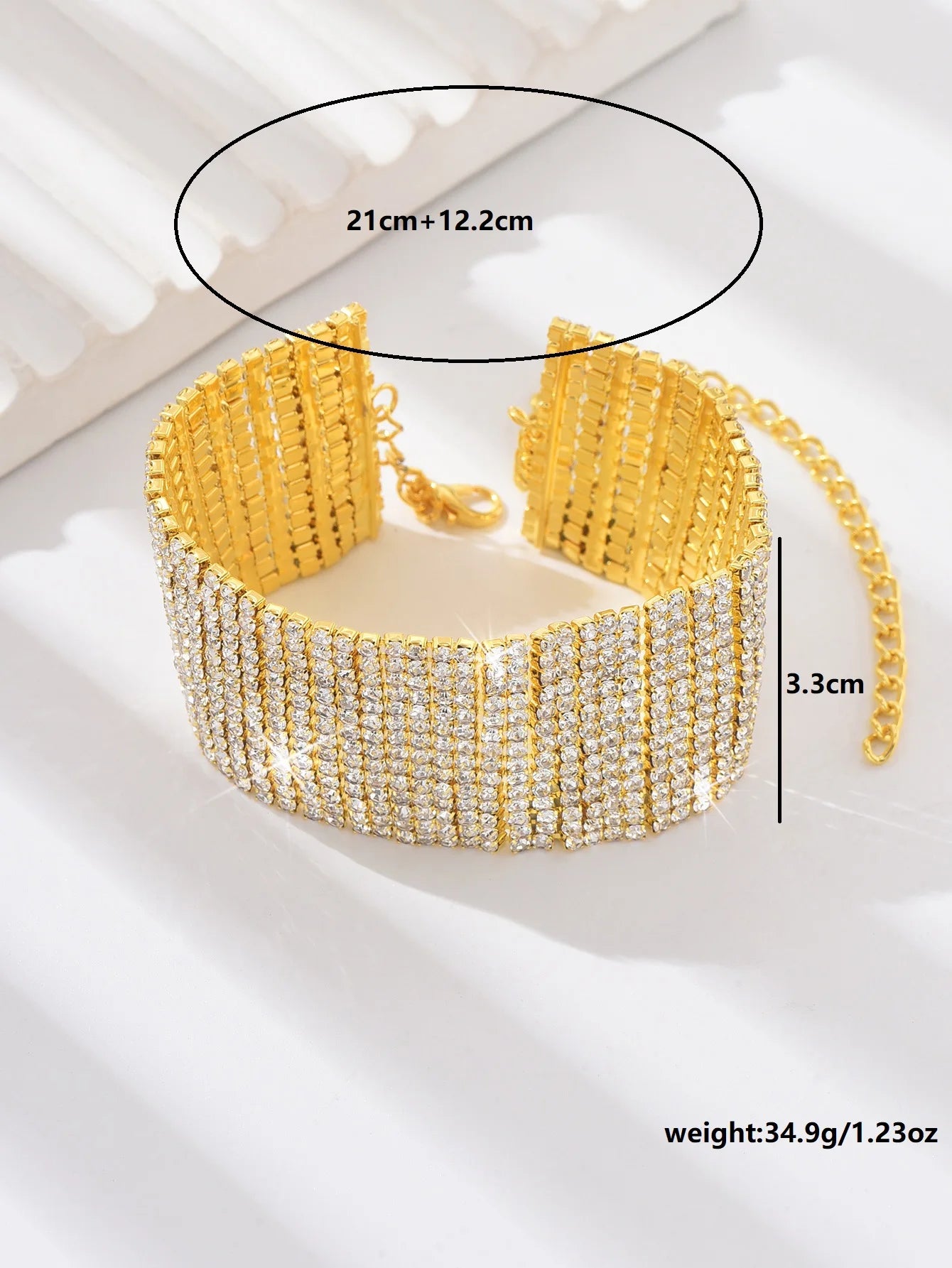 Multi-row rhinestone ankle chain.