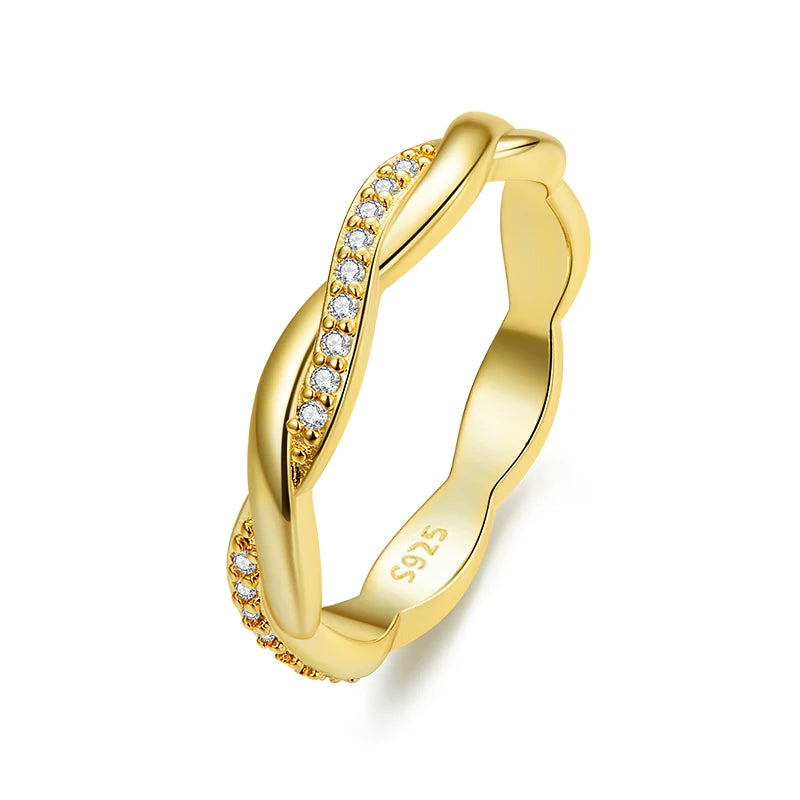 Simple Twist Ring in 925 Sterling Silver 14K Gold Plated.