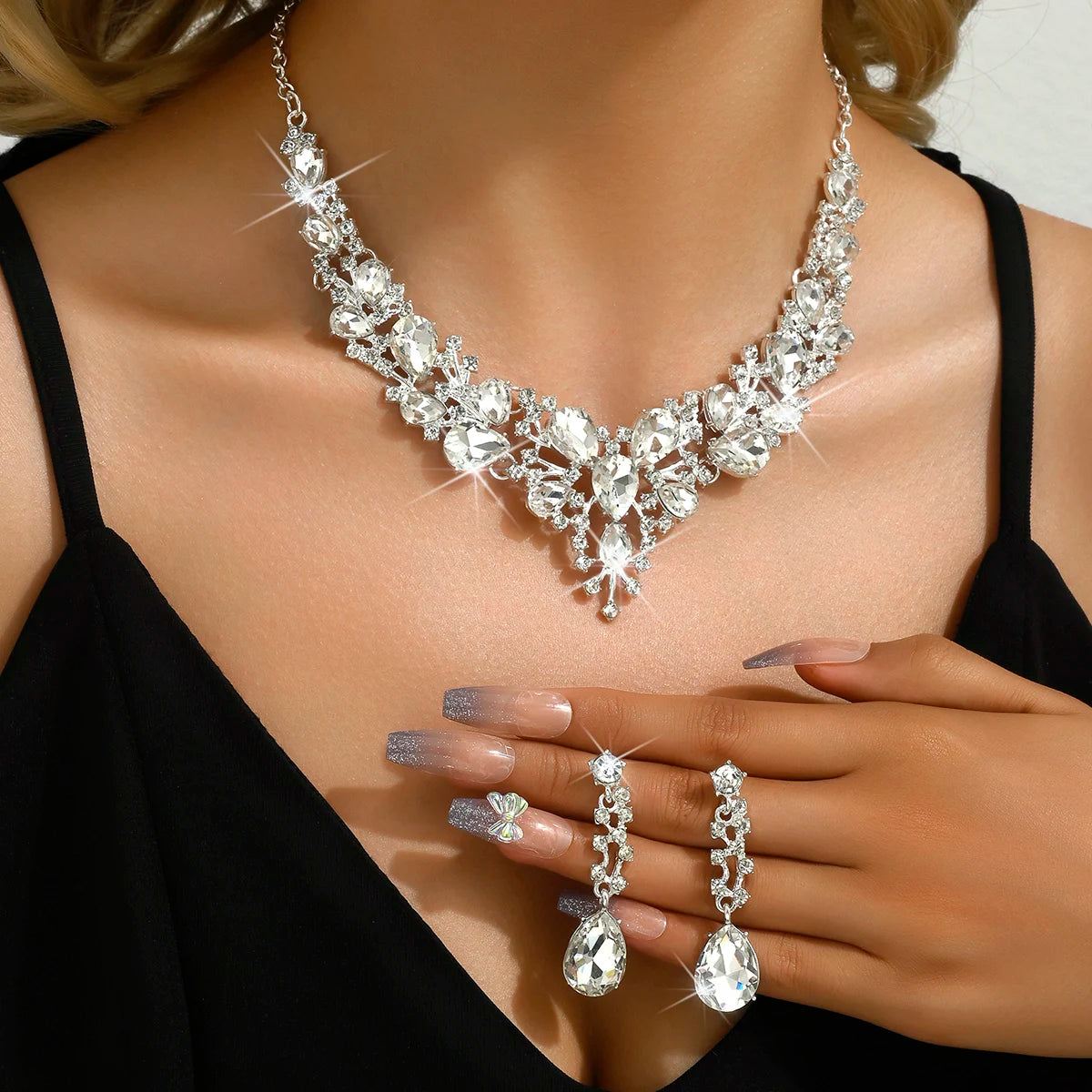 Crystal Rhinestone Jewelry Sets.