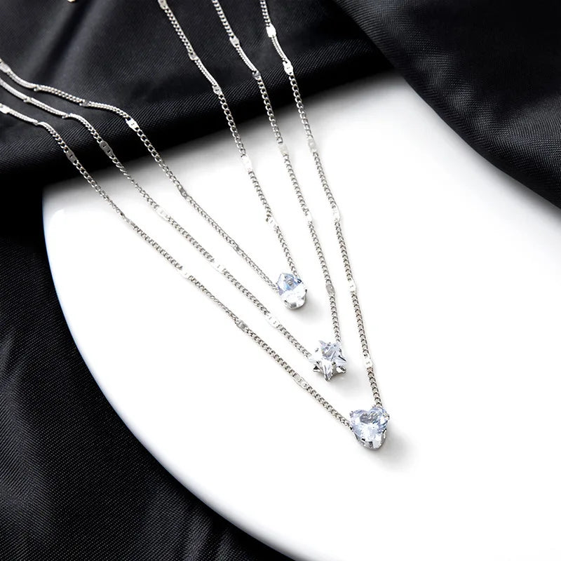 Luxury Star Water Drop Pendant Necklace.