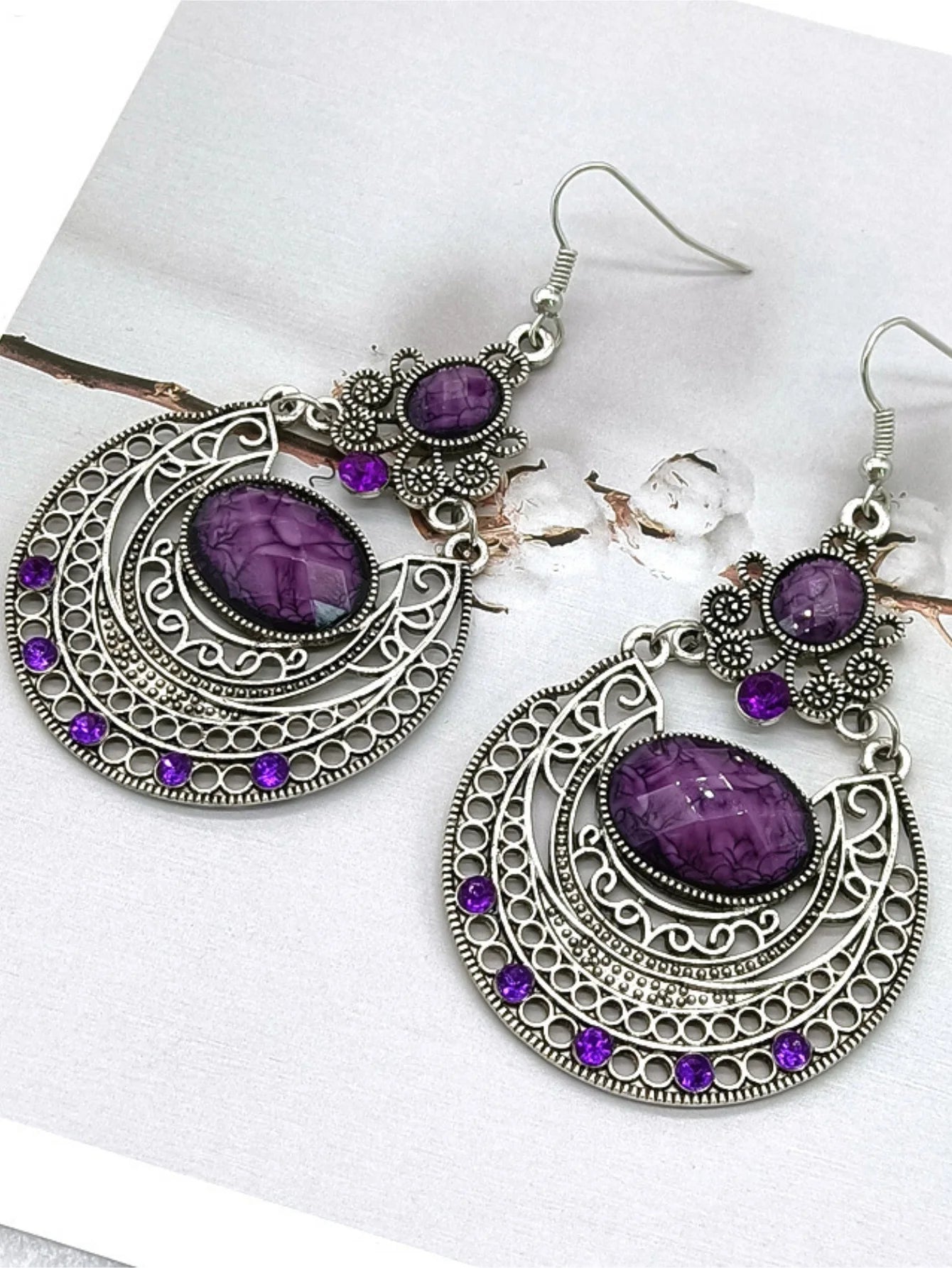 carved gemstone ear hook earrings.