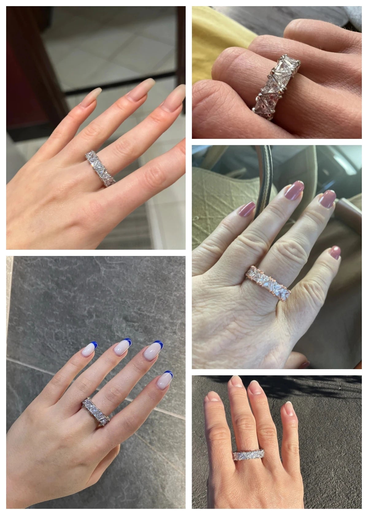 Promise rings, unique triangular cubic zirconia design, top quality.