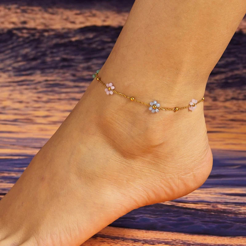 Red Cherry Anklet Charms, Vintage Bohemian Style.