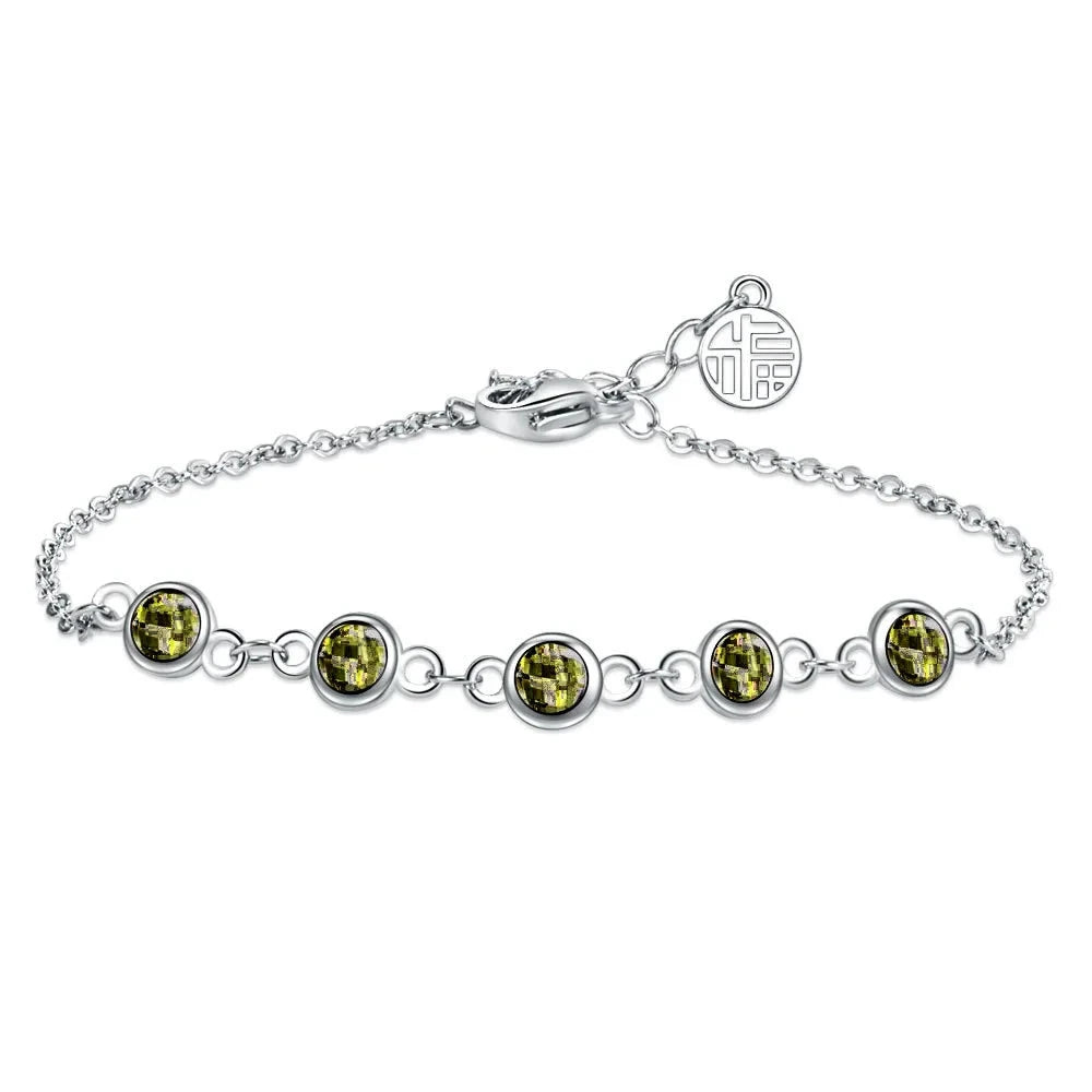 Trendy 925 sterling silver bracelet, shiny cubic zirconia jewelry.