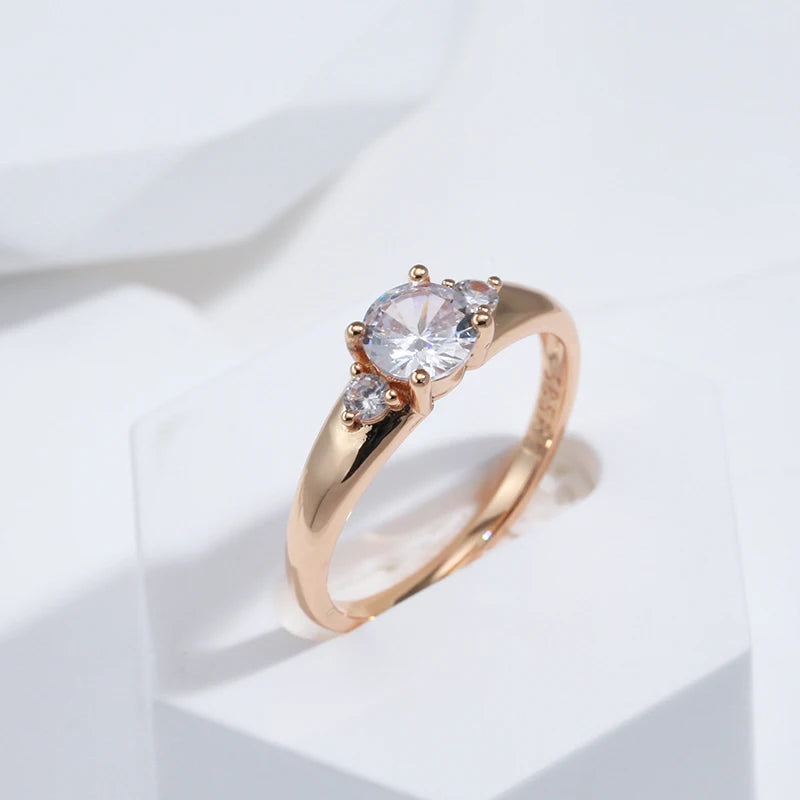 Natural Zircon Crystal Rings, Luxury Jewelry, 585 Rose Gold Ring.