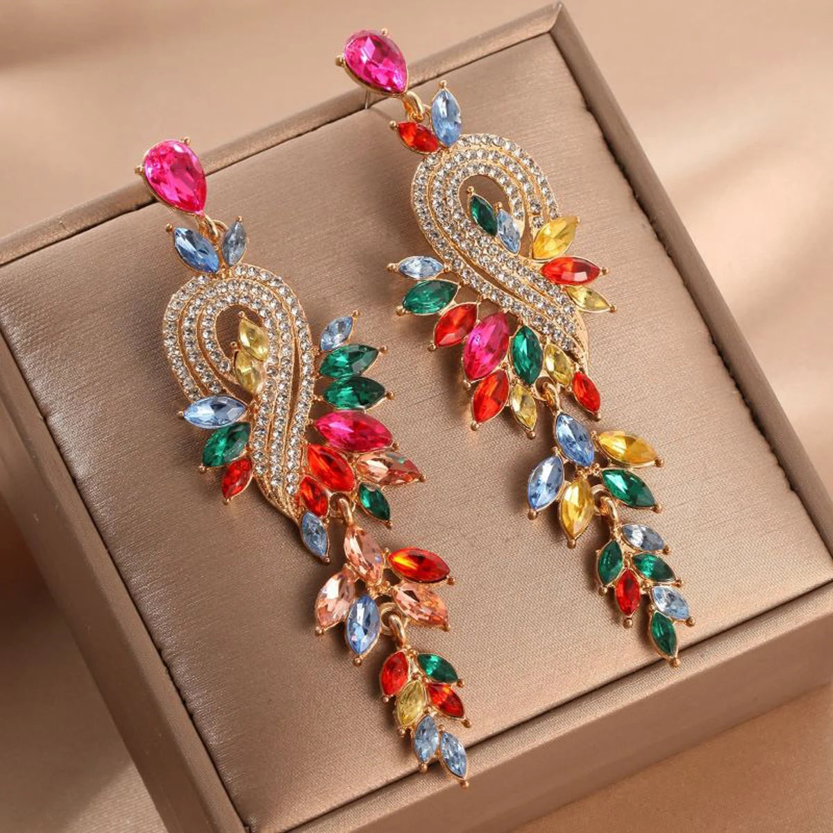 long trendy tassel earrings, luxury jewelry accessory.