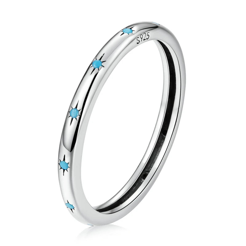 Genuine 925 Sterling Silver Star Turquoise Ring.