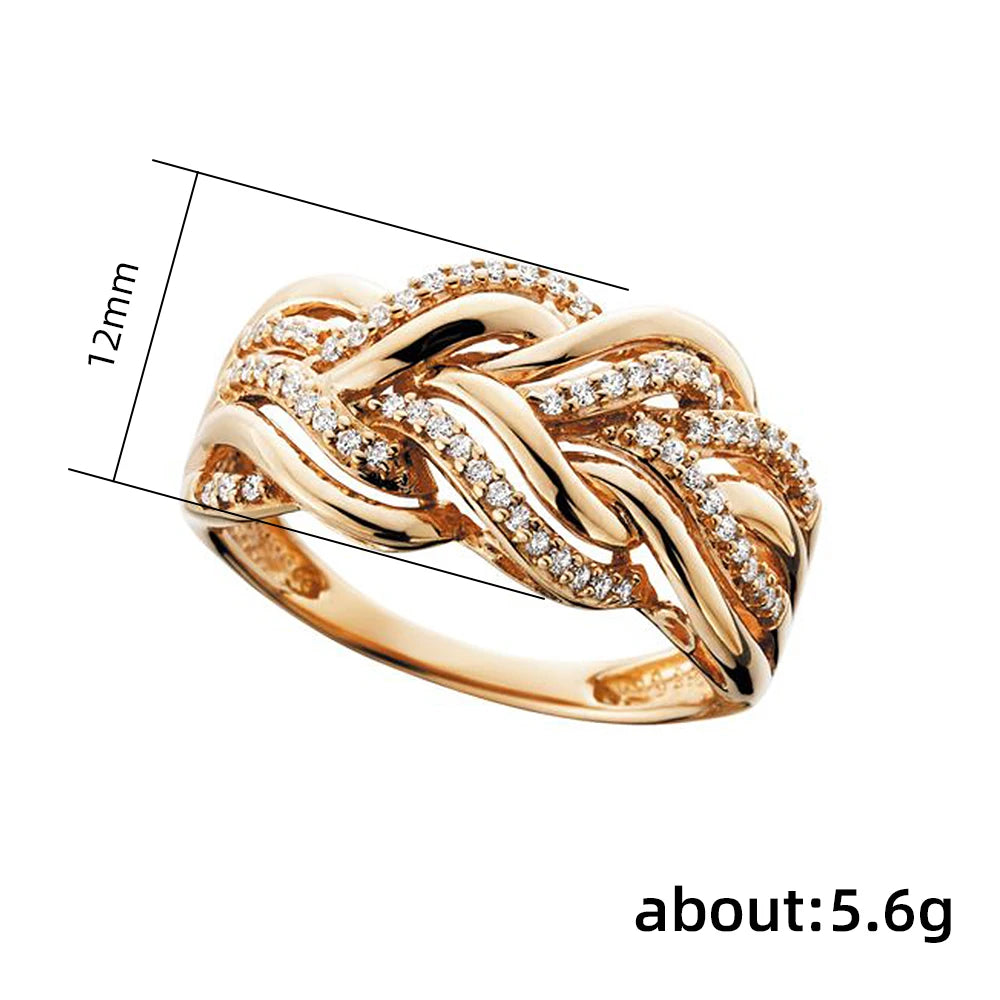 Luxury twisted design ring, encrusted with brilliant cubic zirconias.