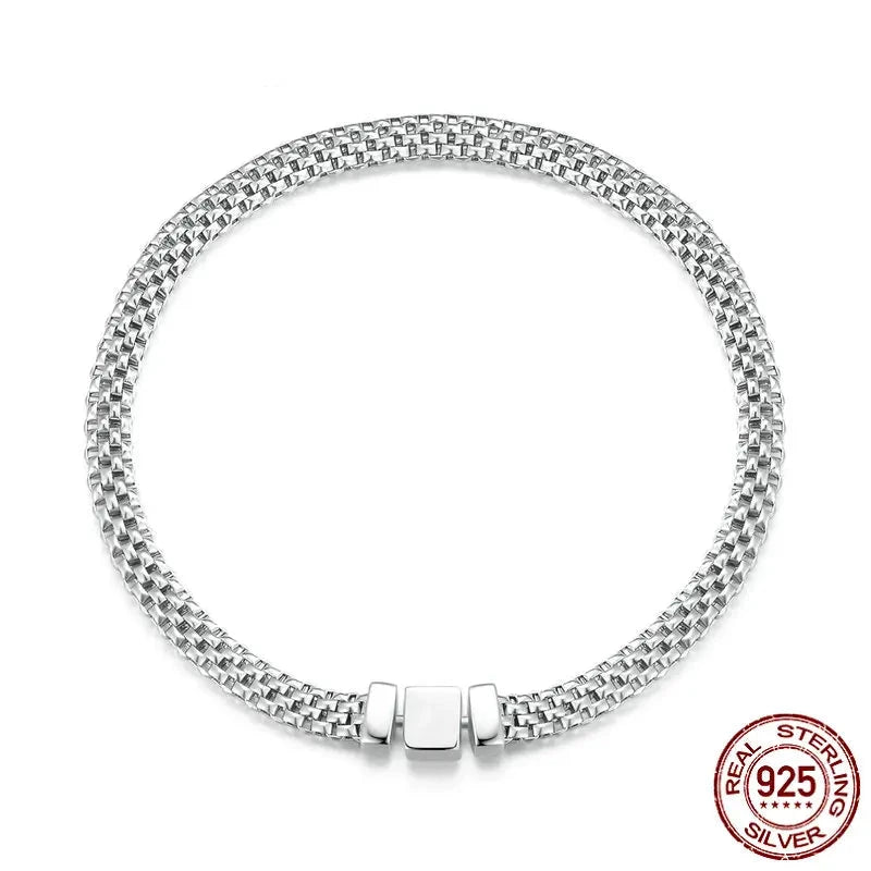 Luxury 925 Sterling Silver Knitted Mesh Bracelets.