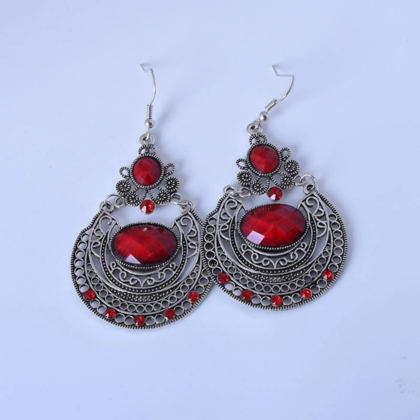 carved gemstone ear hook earrings.