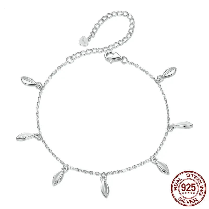 100% Pure 925 Sterling Silver Happiness Leaf Bracelet