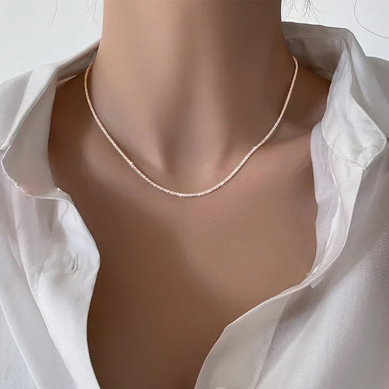 Sparkling clavicle chain choker necklace.