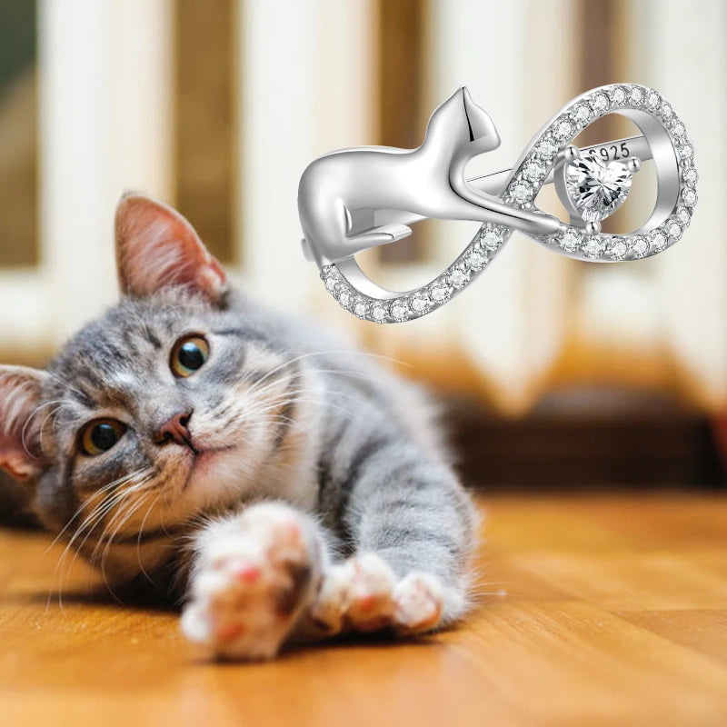 Pure 925 sterling silver cute cat ring, fine jewelry.