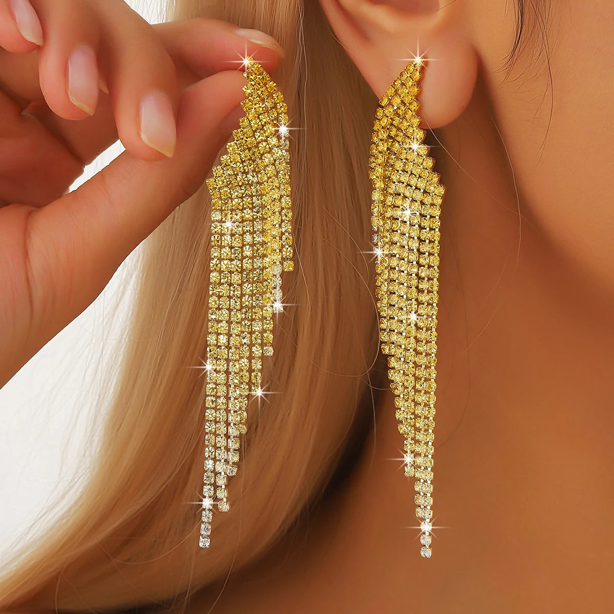 Colorful tassel earrings, fashion and elegance.