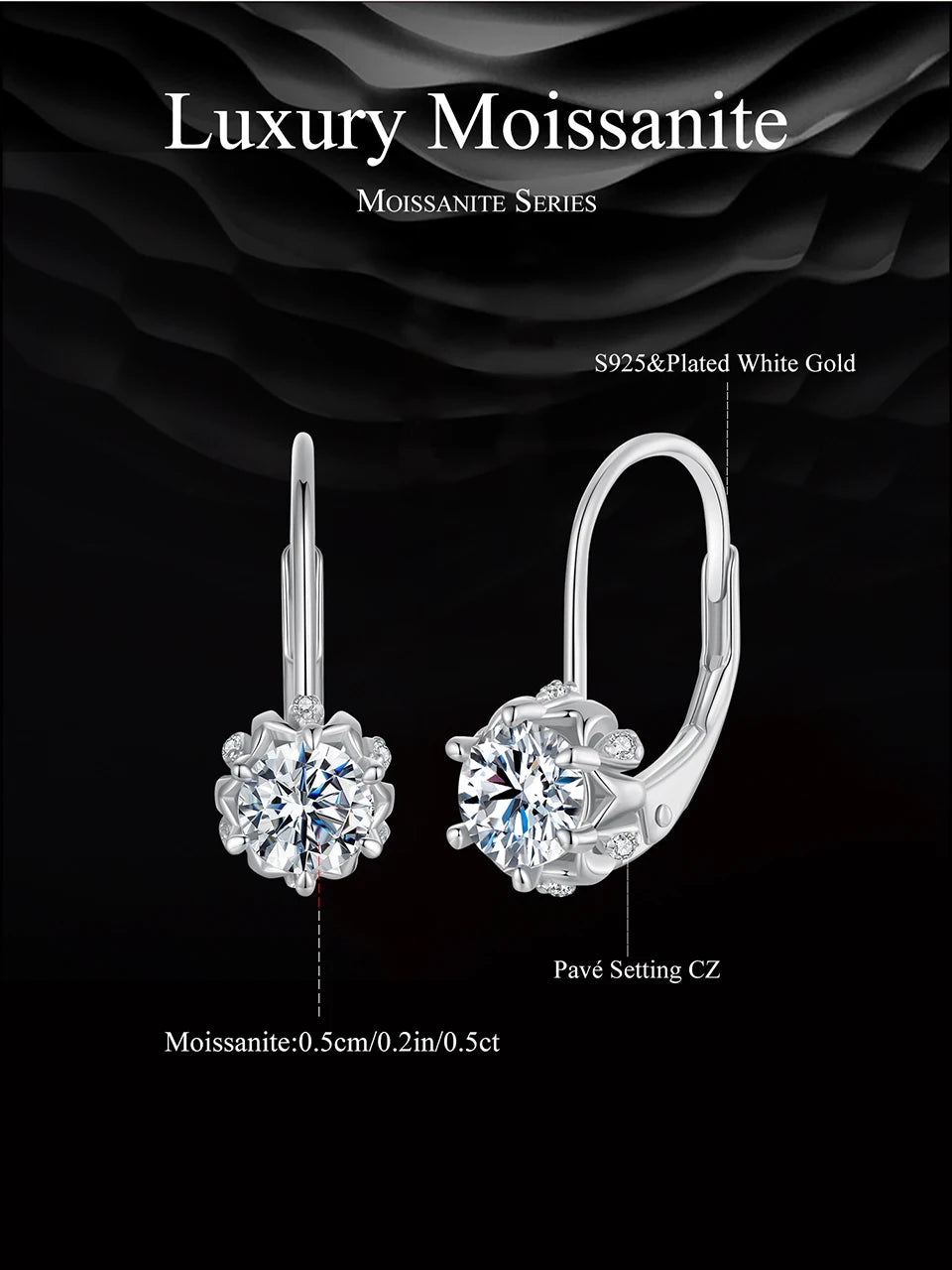 Diamond Flower Ring and Earrings. Genuine 925 Sterling Silver.