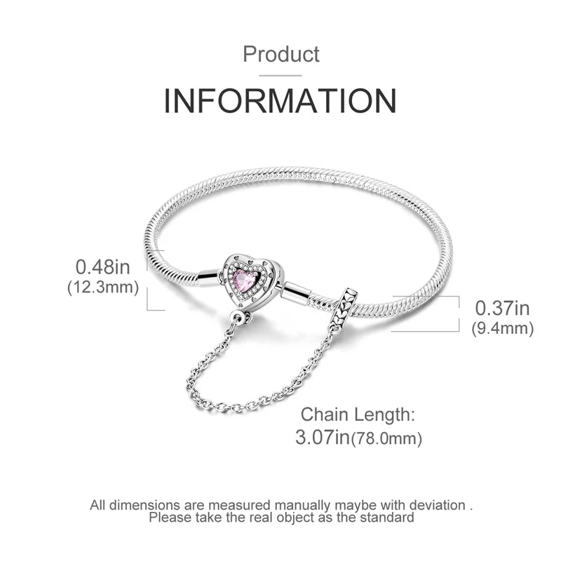 Charms Pure 925 Sterling Silver Bracelets. High Quality.