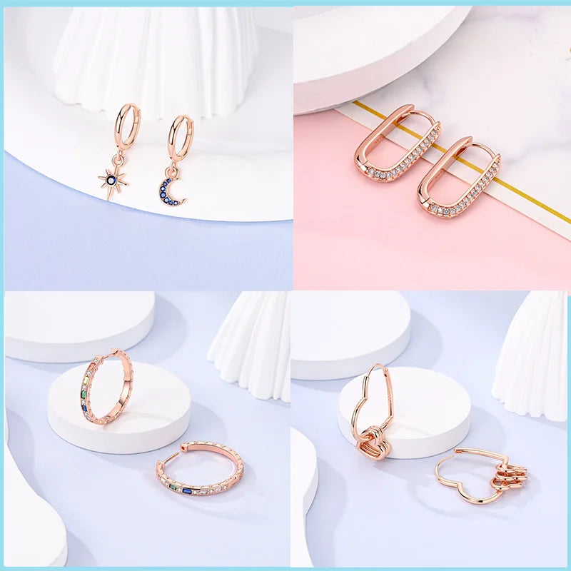 100% Genuine 925 Sterling Silver Rose Gold Hoop Earrings.