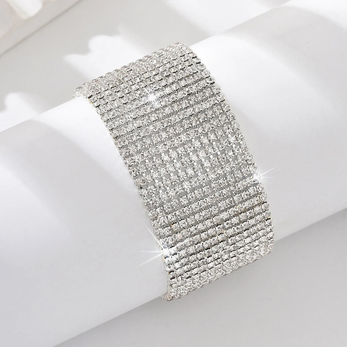 Multi-row rhinestone ankle chain.