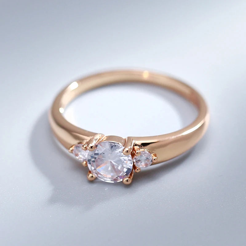 Natural Zircon Crystal Rings, Luxury Jewelry, 585 Rose Gold Ring.