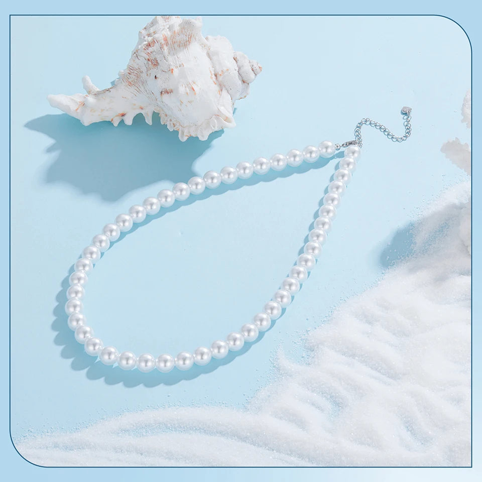 Shell Pearl Necklace and Bracelet. Luxurious Pure 925 Sterling Silver.