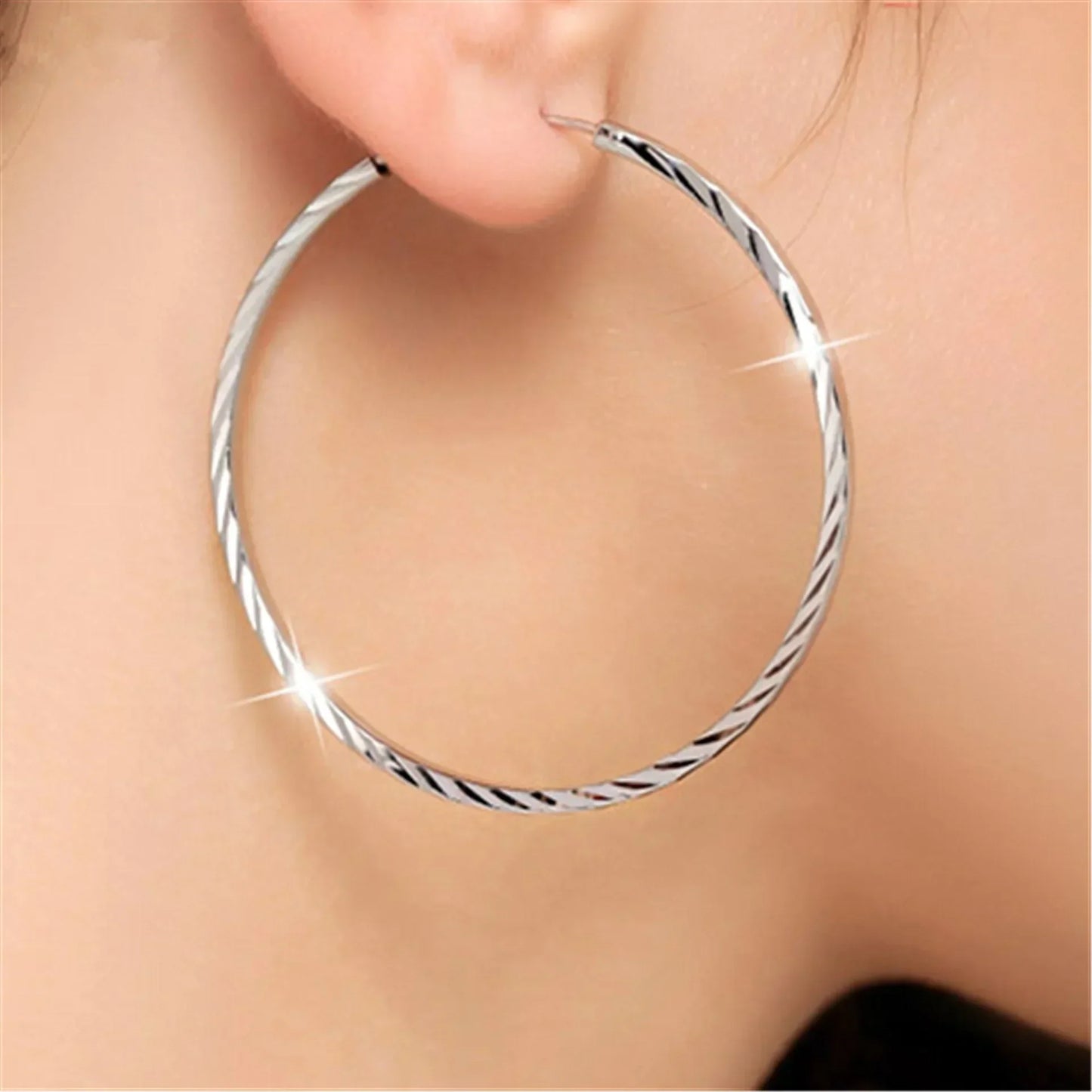 New Pure 925 Sterling Silver Earrings, 5CM/3CM.