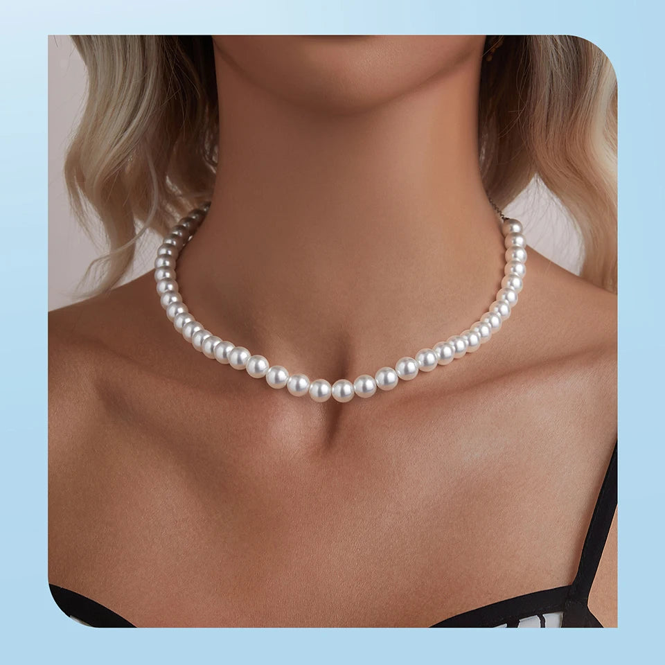 Shell Pearl Necklace and Bracelet. Luxurious Pure 925 Sterling Silver.