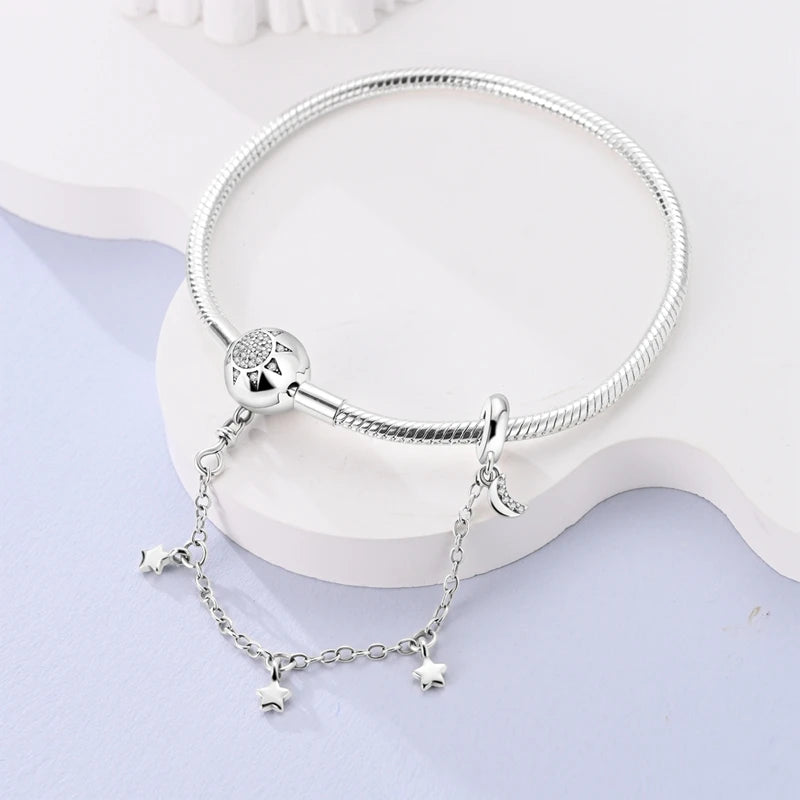 Charms Pure 925 Sterling Silver Bracelets. High Quality.