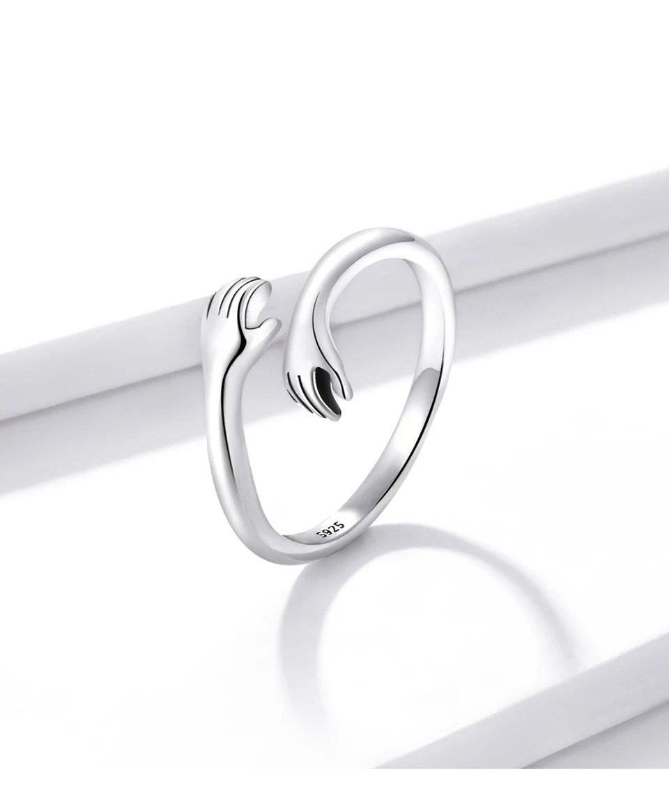 Genuine 925 Sterling Silver Big Lover's Hug Ring