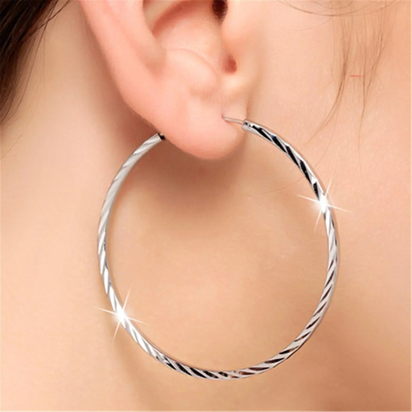 New Pure 925 Sterling Silver Earrings, 5CM/3CM.