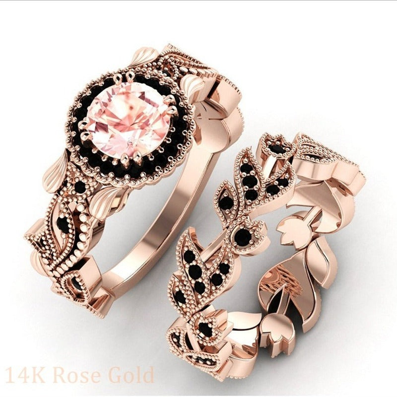 2 exquisite rings in rose gold and black zircon.