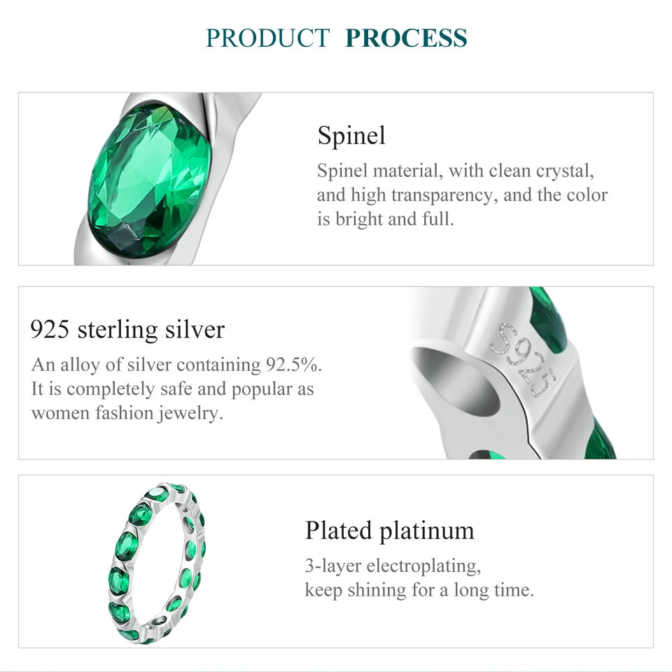 925 Sterling Silver Ring with Dazzling Green Spinel.