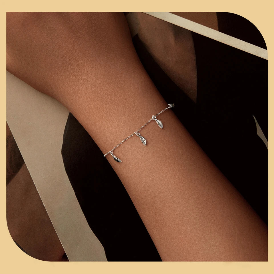 100% Pure 925 Sterling Silver Happiness Leaf Bracelet