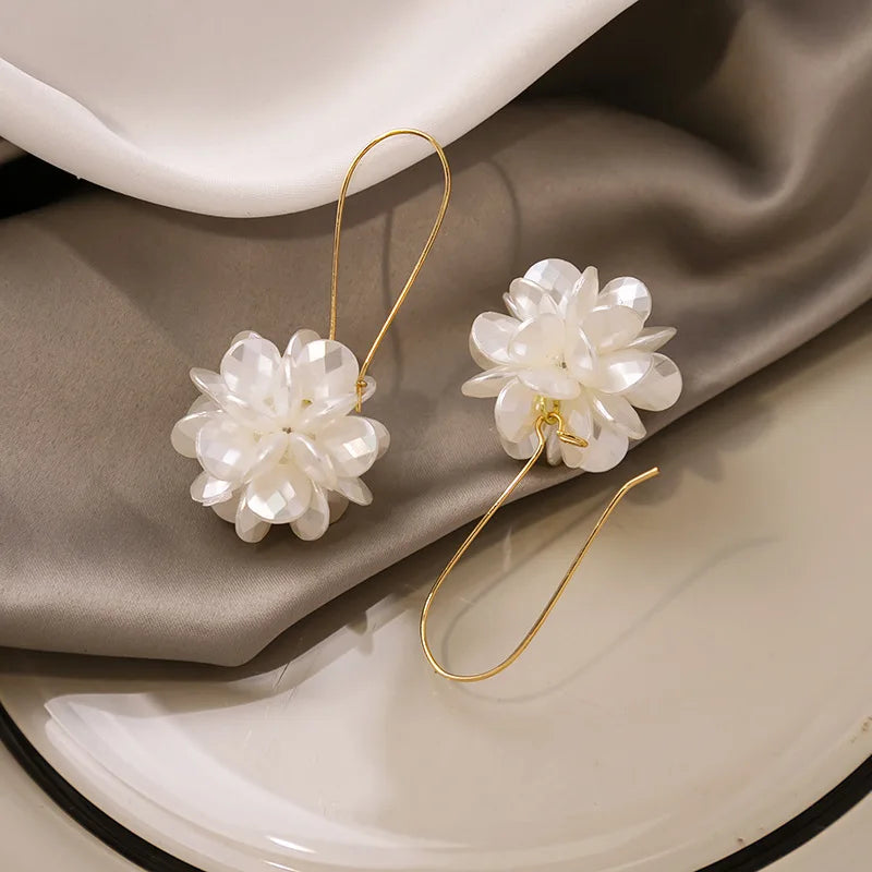 Pearl Petal Ball Earrings, Luxury Jewelry